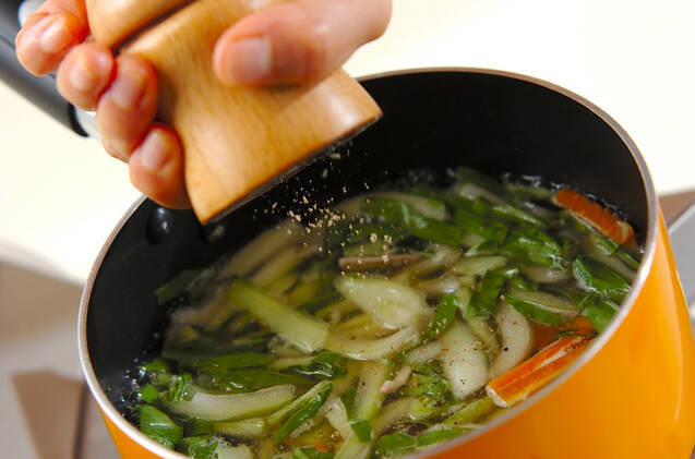 チンゲンサイのスープの作り方の手順5