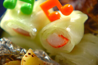 キャベツのカニカマ巻き