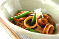 イカと焼き豆腐のショウガ煮