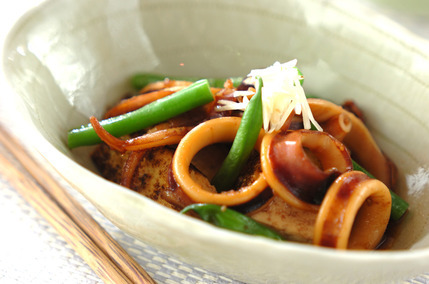 イカと焼き豆腐のショウガ煮