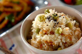 モチモチ! ホタテ入り豆ごはん