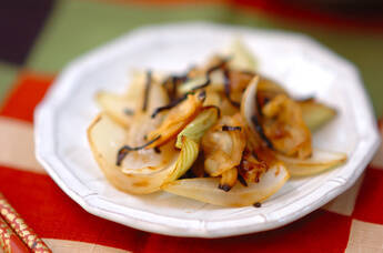 新玉ネギの塩昆布炒め