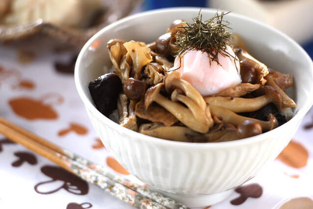 きのこと豚肉の丼