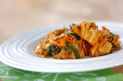 餅の豚キムチ炒め