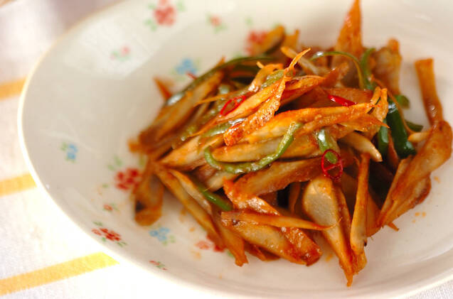 ゴボウのウスターソース炒め