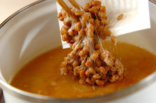 納豆とカボチャのみそ汁の作り方の手順4