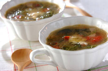 水菜とベーコンの洋風おみそ汁