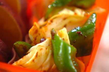 キャベツとピーマンの甜麺醤炒め