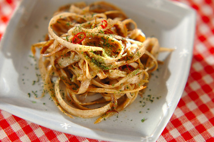 ゴボウのペペロンチーノ