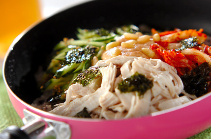 鶏肉のめんたいキムチビビンバ