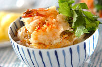 トロトロ卵のエビ天丼