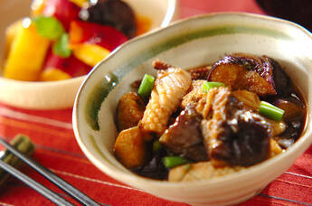 イカと揚げナスの煮物