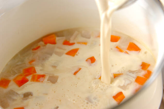 シジミの豆乳スープの作り方の手順3