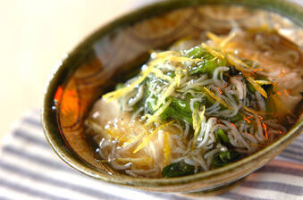 小松菜と豆腐のシラスあんかけ