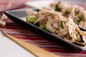 蒸し鶏梅ザーサイ和え