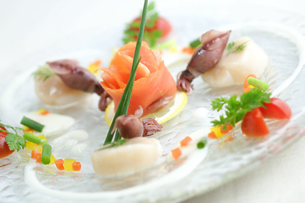 ホタテ、ホタルイカのマリアージュ