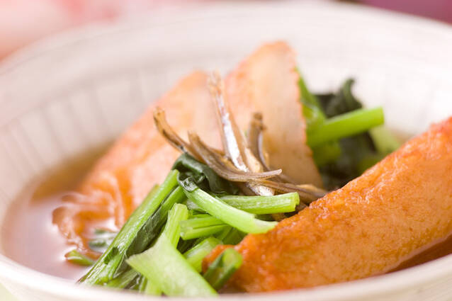 ごぼ天と青菜の煮物