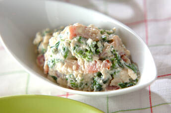 菜の花とベーコンの白和え