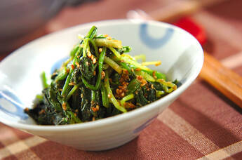 ホウレン草とミツバのゴマ和え