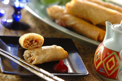 残り物カレーのモヤシ春巻き