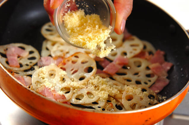 レンコンとベーコンのチーズ焼きの作り方の手順2