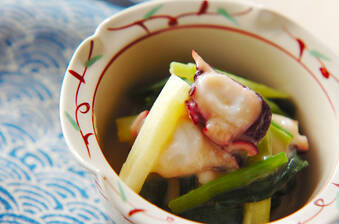 ワケギとタコのからし酢みそ和え