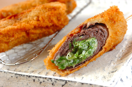 串カツ・牛肉と青ネギ