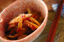 セロリのピリ辛炒り煮