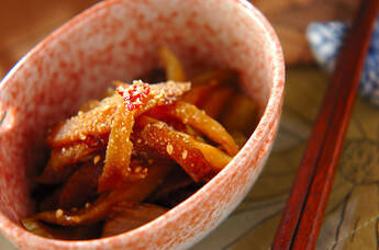 セロリのピリ辛炒り煮