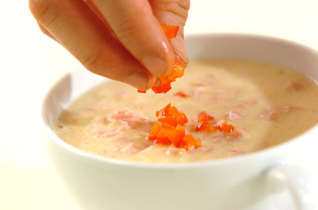 エノキ入りコーンスープの作り方の手順4