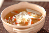 あっさり！葛切りとレンコンの中華スープ