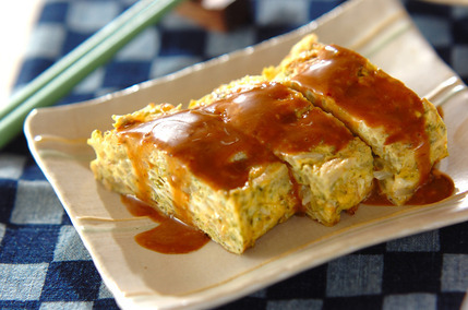 モヤシのソース卵焼き