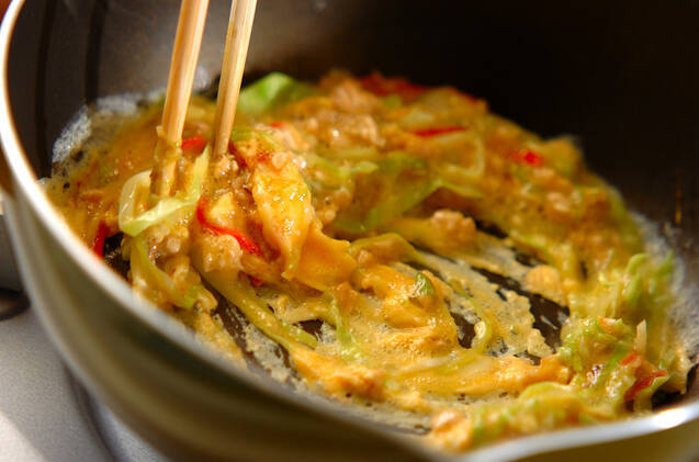 お好み焼き風卵焼きの作り方の手順4