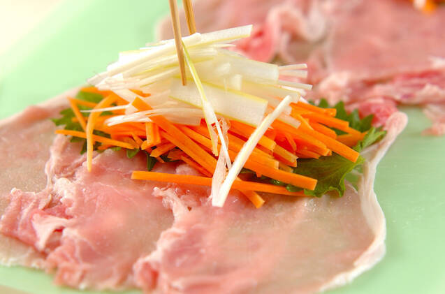 照り焼き豚の野菜巻きの作り方の手順5