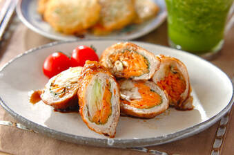 照り焼き豚の野菜巻き