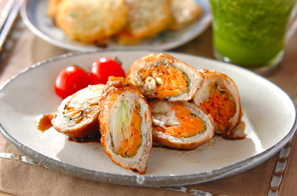 照り焼き豚の野菜巻き