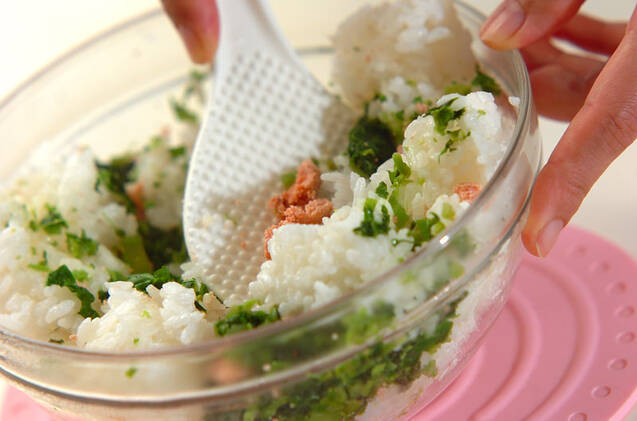 菜の花とタラコの混ぜご飯の作り方の手順3