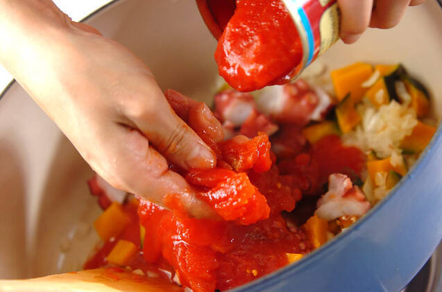 揚げ餅のトマト煮の作り方の手順9