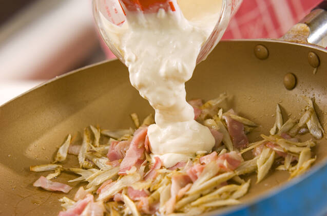 ゴボウのクリームパスタの作り方の手順3