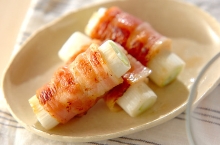 白ネギのベーコン巻き