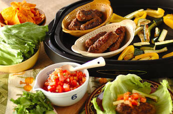 シシカバブと焼き野菜の菜包み