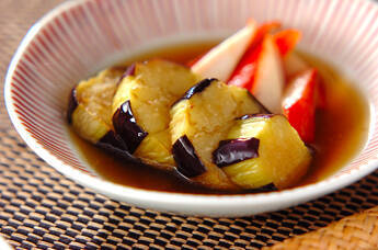 ナスとカニカマのお浸し