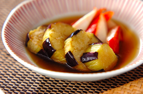 20. ナスとカニカマのお浸し