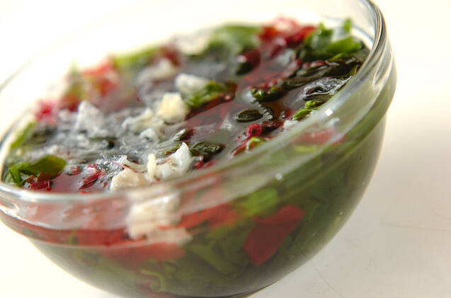 海藻とサニーレタスのサラダの作り方の手順1