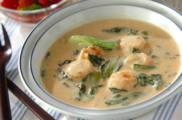 ホタテとチンゲンサイのあったかミルク煮