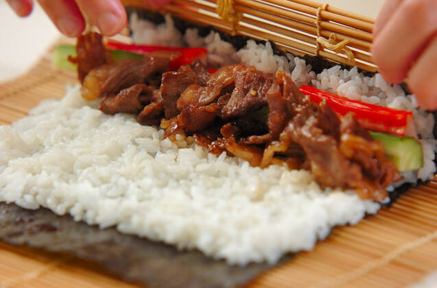 韓国風のり巻き（キンパ）の作り方の手順3