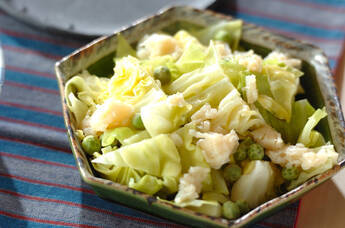 キャベツとホタテ缶の旨塩蒸し