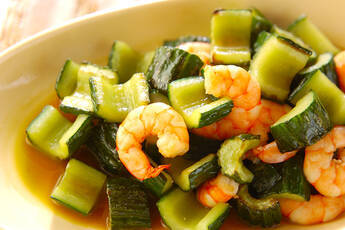 キュウリとエビの炒め煮