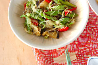 ナスと長唐辛子のみそ炒め