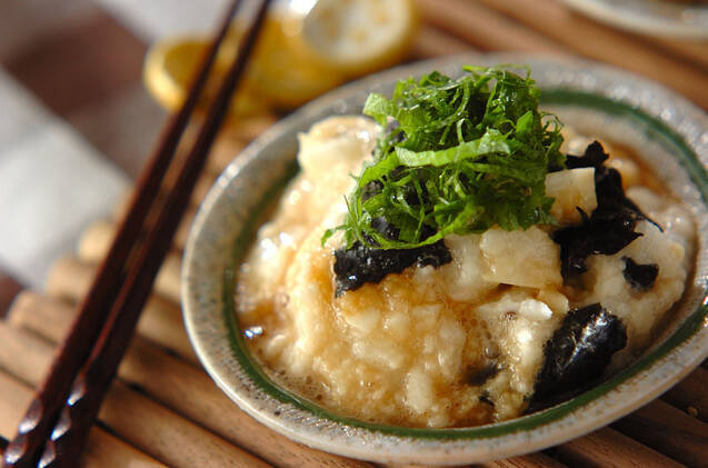 たたき長芋のワサビしょうゆ和え